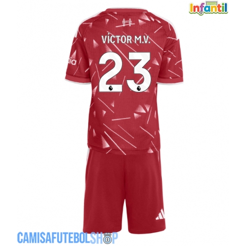 Camisa de time de futebol Liverpool Victor Munoz #23 Replicas 1º Equipamento Infantil 2026-27 Manga Curta (+ Calças curtas)